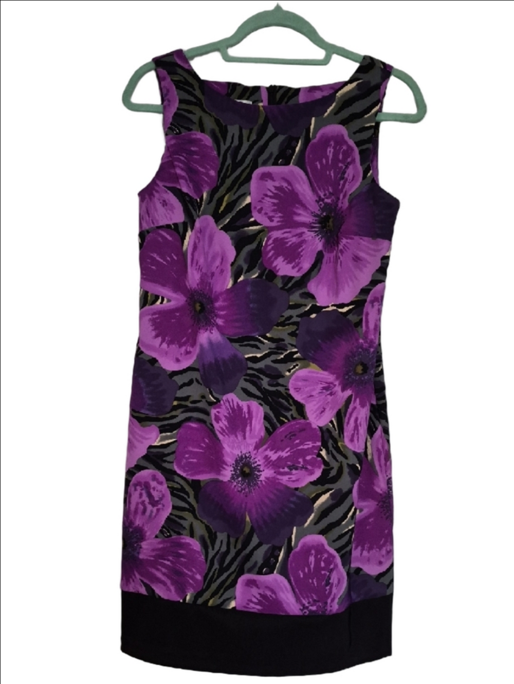 Dress Barn Purple Floral Midi Shift Dress Size 8